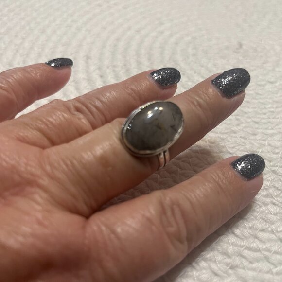 Natural TOURMALINE QUARTZ Handmade Sterling 925 Ring Size 9.75 #47D - Picture 1 of 4